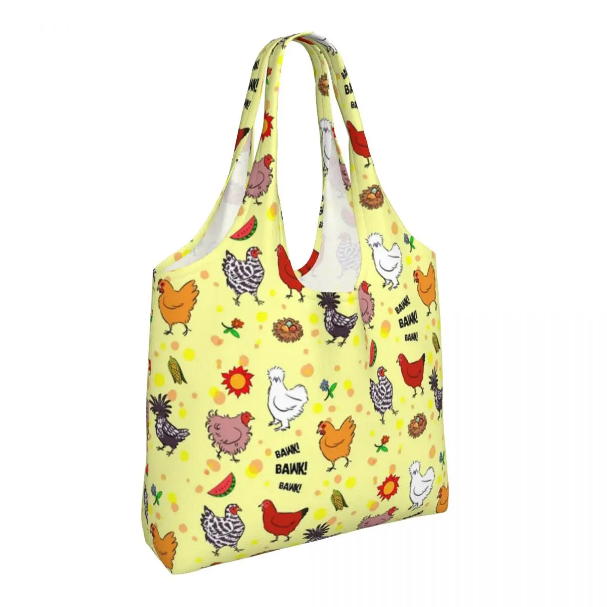 Chicken Shopping Bag Farm Animals Woman Fashion Handbags Aesthetic Polyester Streetwear Bags