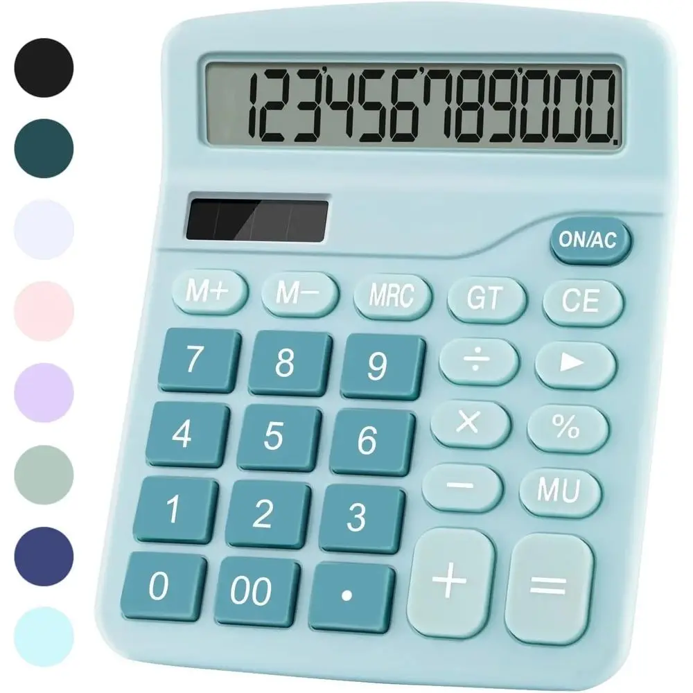 Large Display Dual Power Calculator with Big Buttons for Office, Home, and School (Blue)