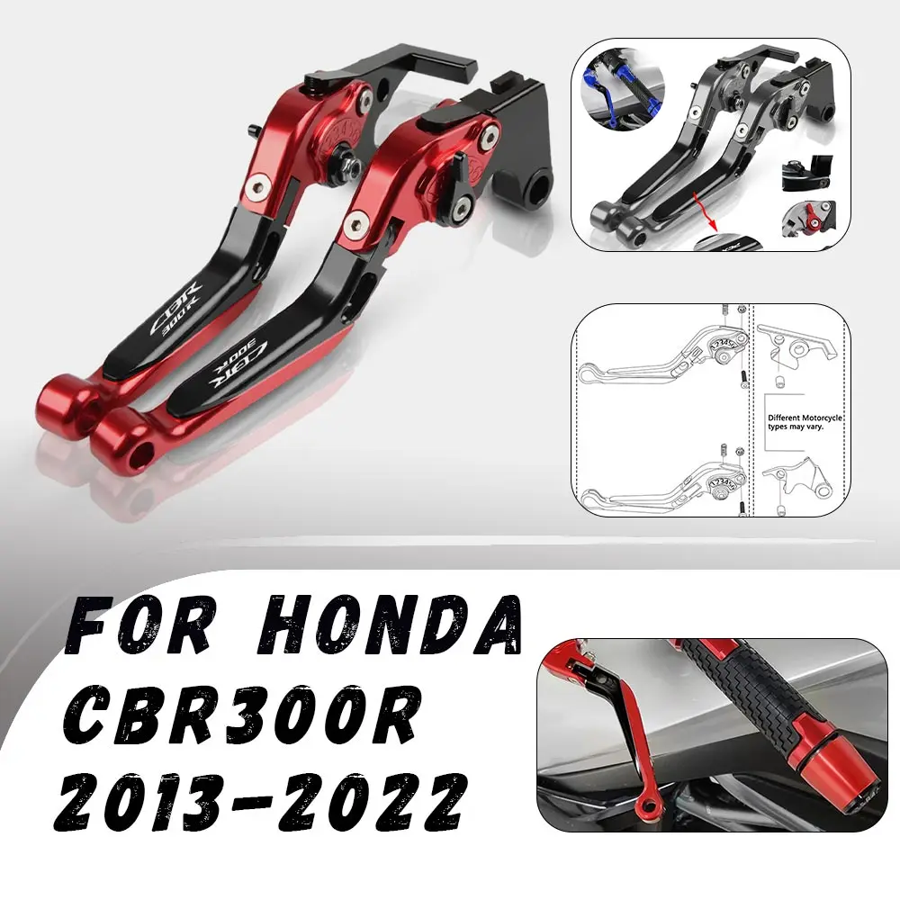 For Honda CBR300R 2013-2022 Motorcycle Adjustable Folding Brake Clutch Levers Handlebar Grip Handle Lever Motorcycle Accessories