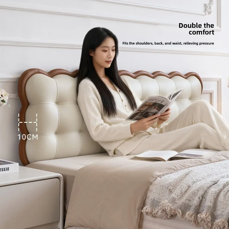 Leather Colorblock Snowball Tufted Cushion Tatami Style Large Soft Back Pillow Easy Clean Bedside Headboard for Comfortable Slee