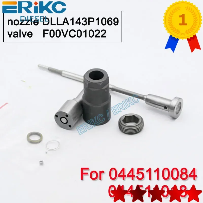 

0445110184 0445110084 8200084534 Diesel Injector Overhaul Repair Kits Nozzle Tip DLLA143P1069 Valve F00VC01022 for Bosch Sprayer