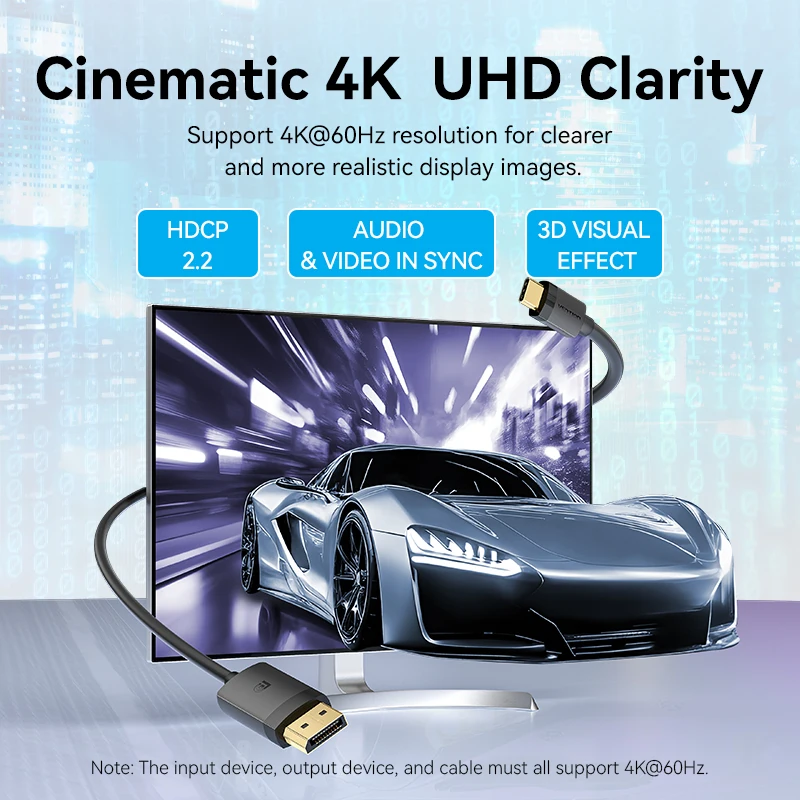 Vention 4K USB C to DP Kabel USB typu C do 8K/60Hz DisplayPort do iPhone'a Tablet PC Monitor Laptop HDCP HDR DP Kabel — zdjęcie produktu 2