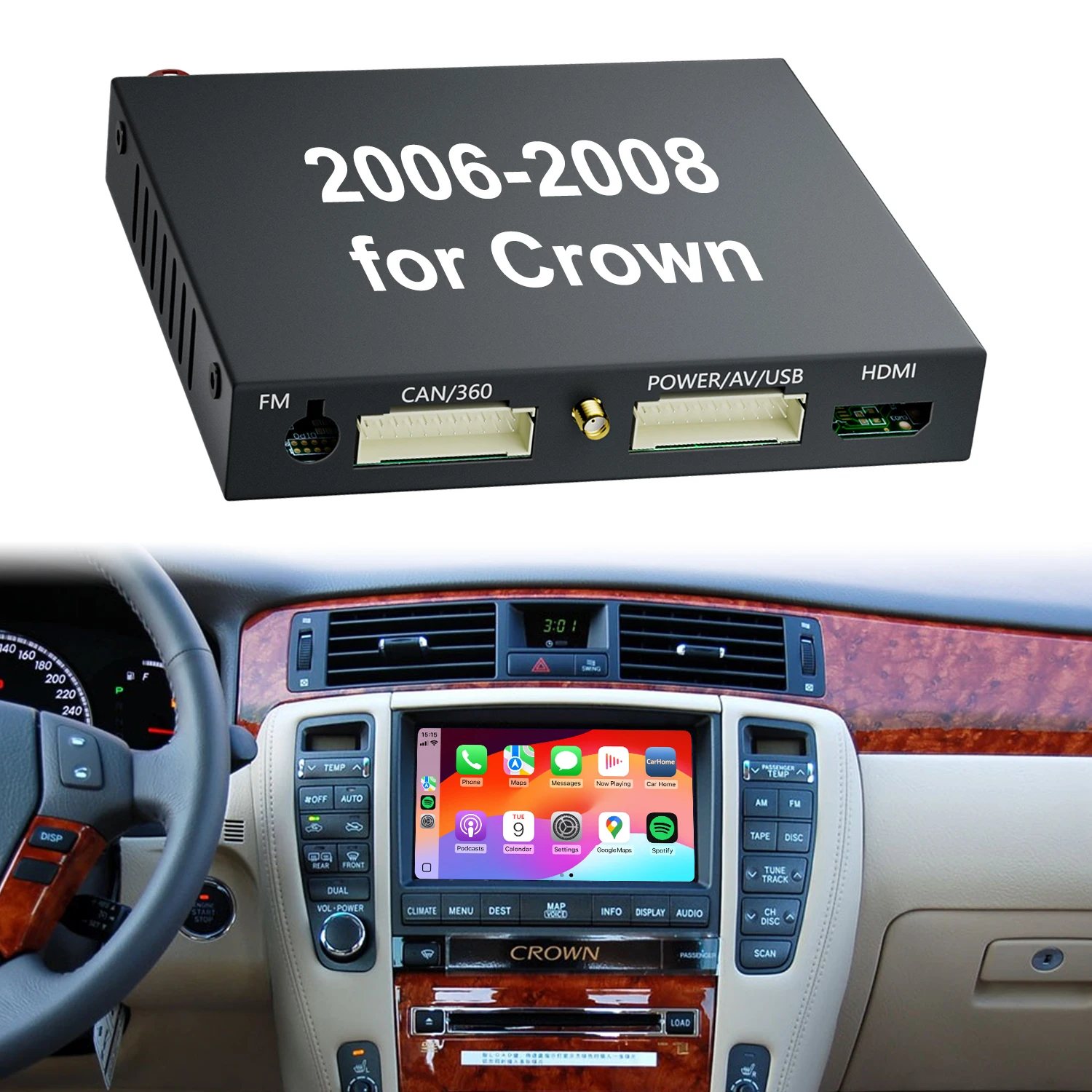 Crown Upgrade Multimedia Wireless CarPlay Android Auto Decoder Module Interface Kit For 2006-2008 Crown
