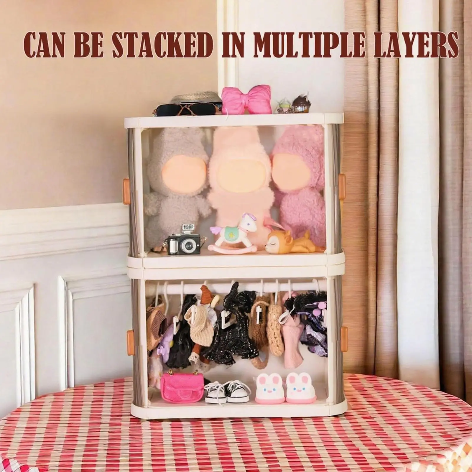 Closet For Doll Clothes Cartoon Doll Clothing Wardrobe Stuffed Toy Clothes Storage For Dressing Table Bookshelf Display Cabinet