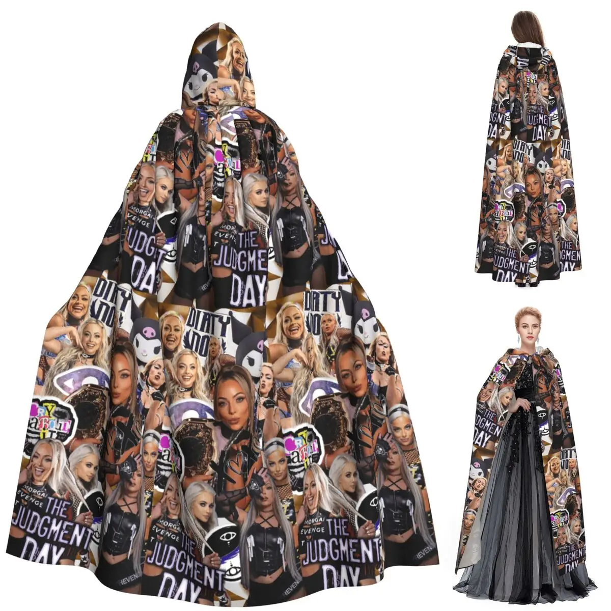 

Liv Morgan Long Hooded Cloak Witch Medieval Costume Cosplay Cape HalloweenParty Adult Unisex
