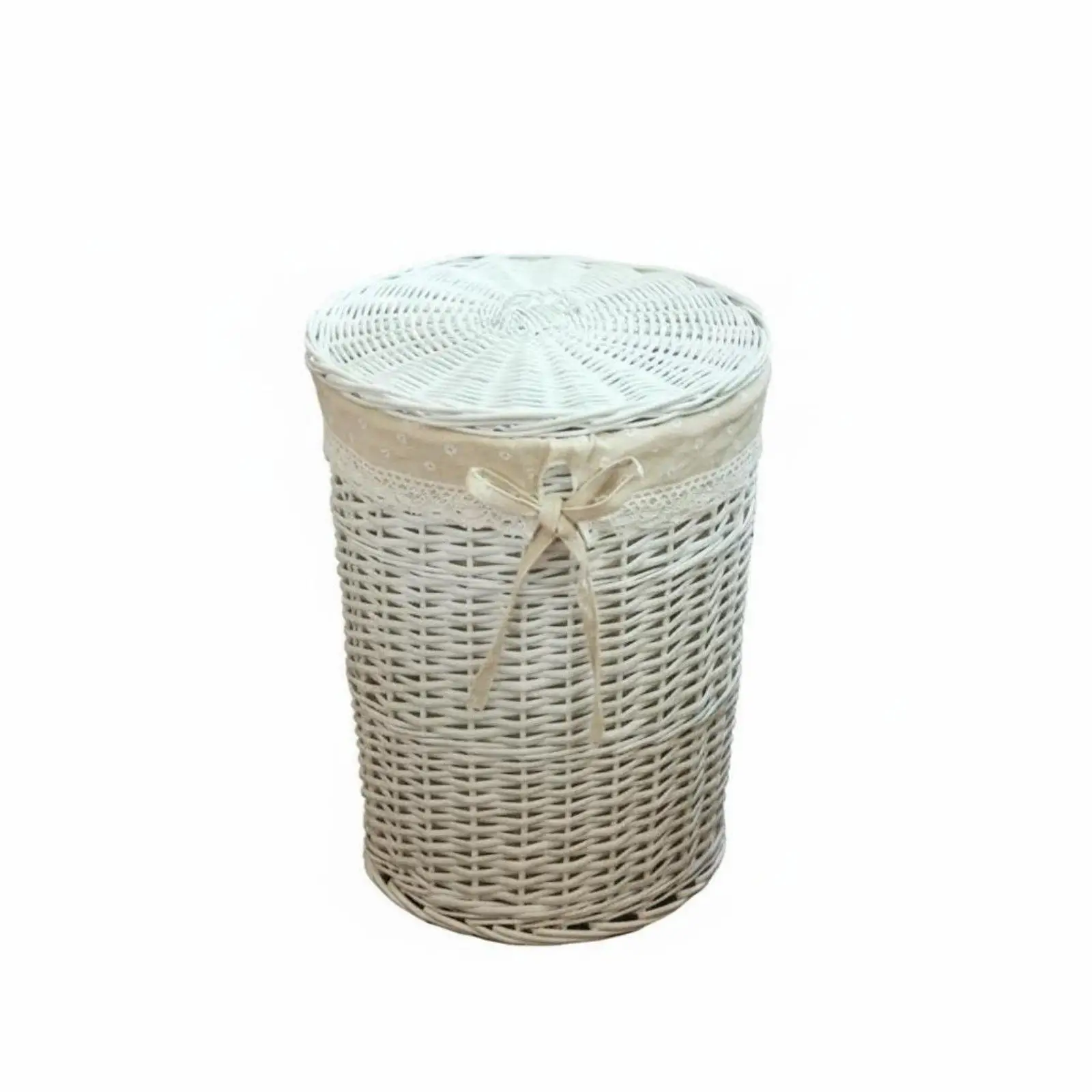 Bamboo Rattan Linen Storage Basket for Laundry Hamper Large Clothes Organizer for Bedroom Living Room