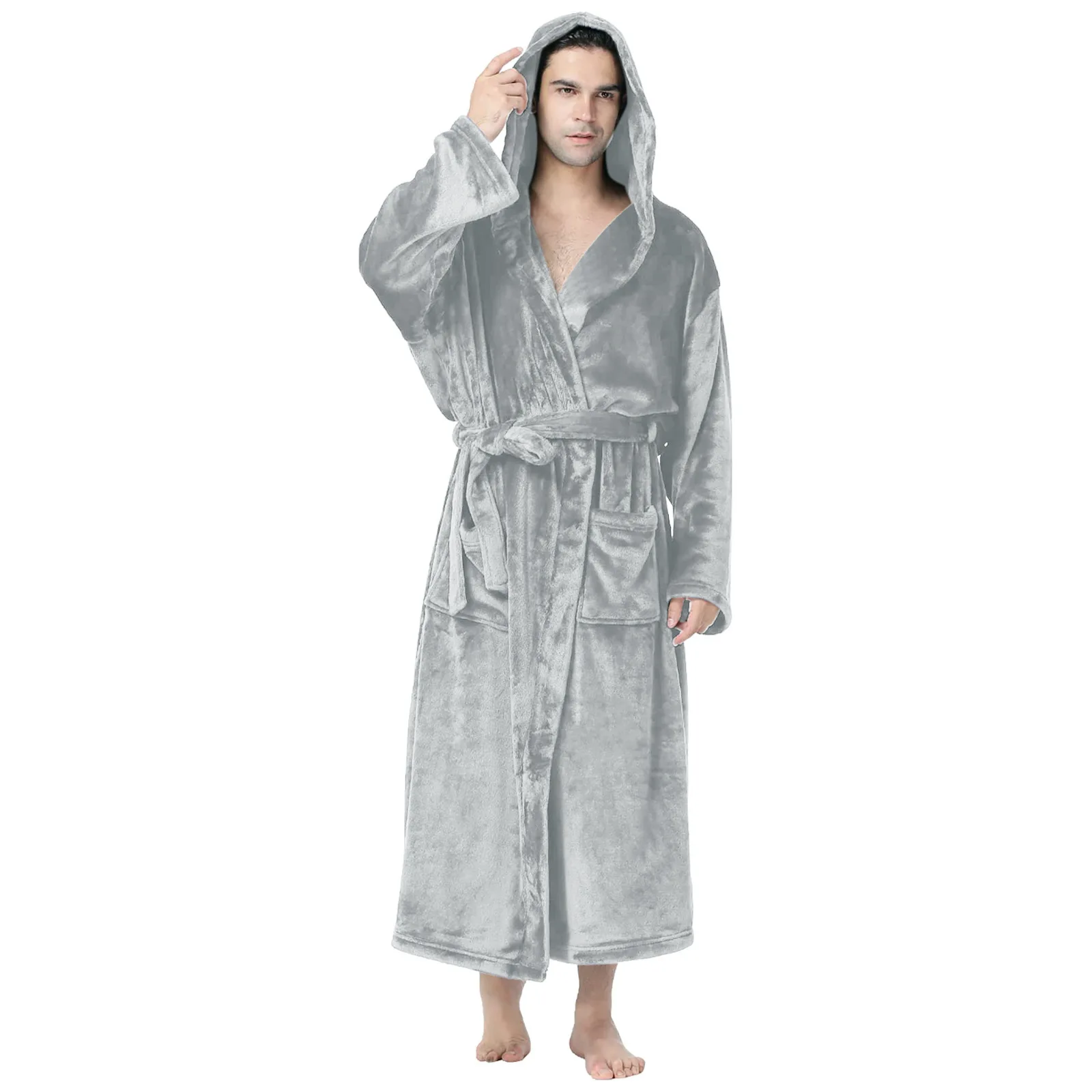 Pigiama invernale da uomo accappatoio abbigliamento per la casa indumenti da notte caldo peluche vestiti per la casa manica lunga Velour abiti da uomo Plus Size S-5XL