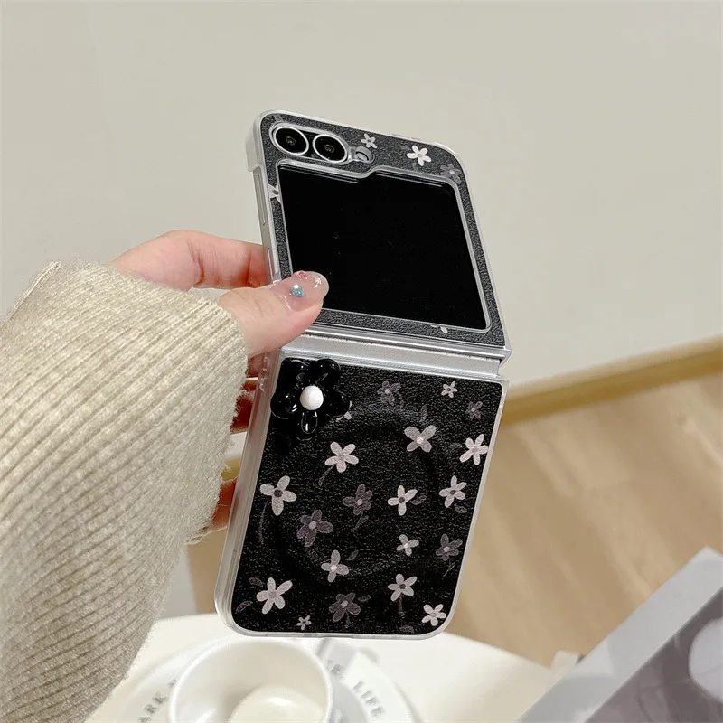 Korean 3D Flower Butterfly Bracket for Samsung Galaxy Z Flip 7 6 5 4 Protective Back Cover for ZFlip5 ZFlip6 ZFlip7 Case Shell