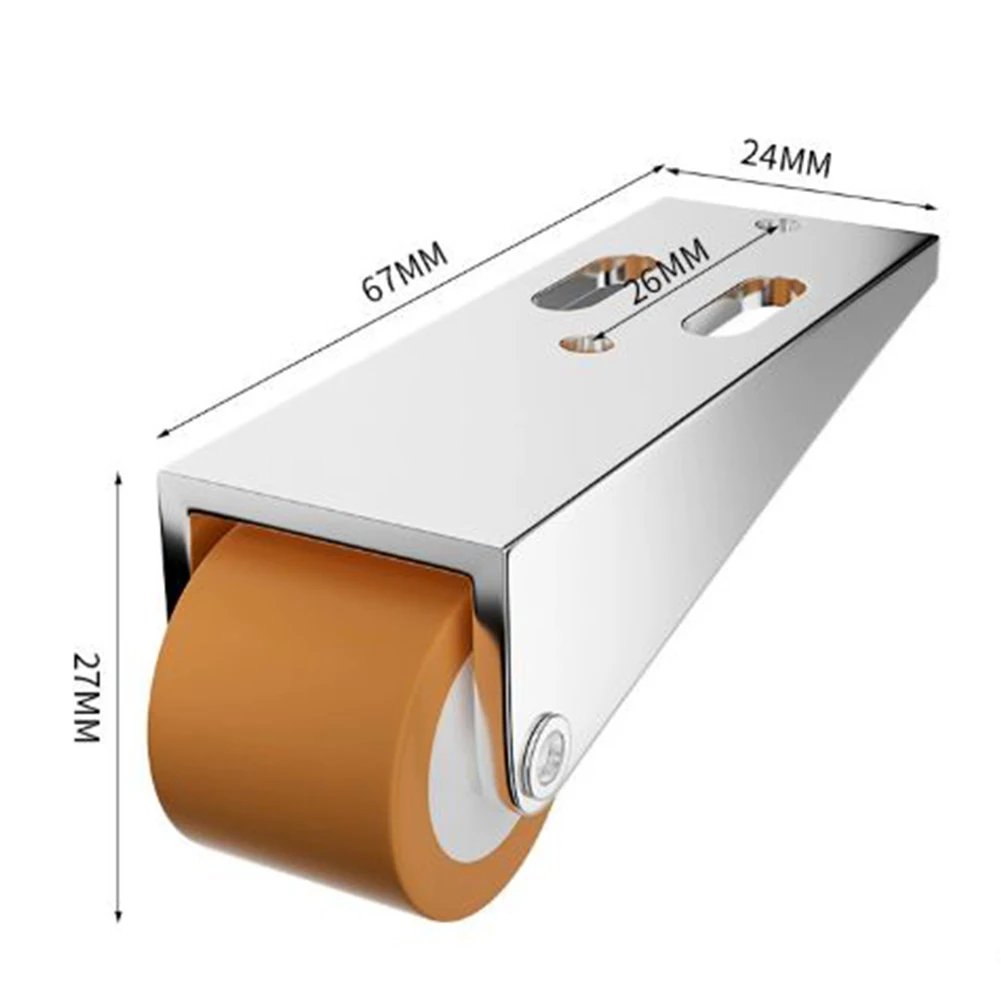 Quiet Wheels Door Bottom Pulley Furniture Mobility 67*27*24 Mm Compact Size Dual Mounting Options Fixed Casters