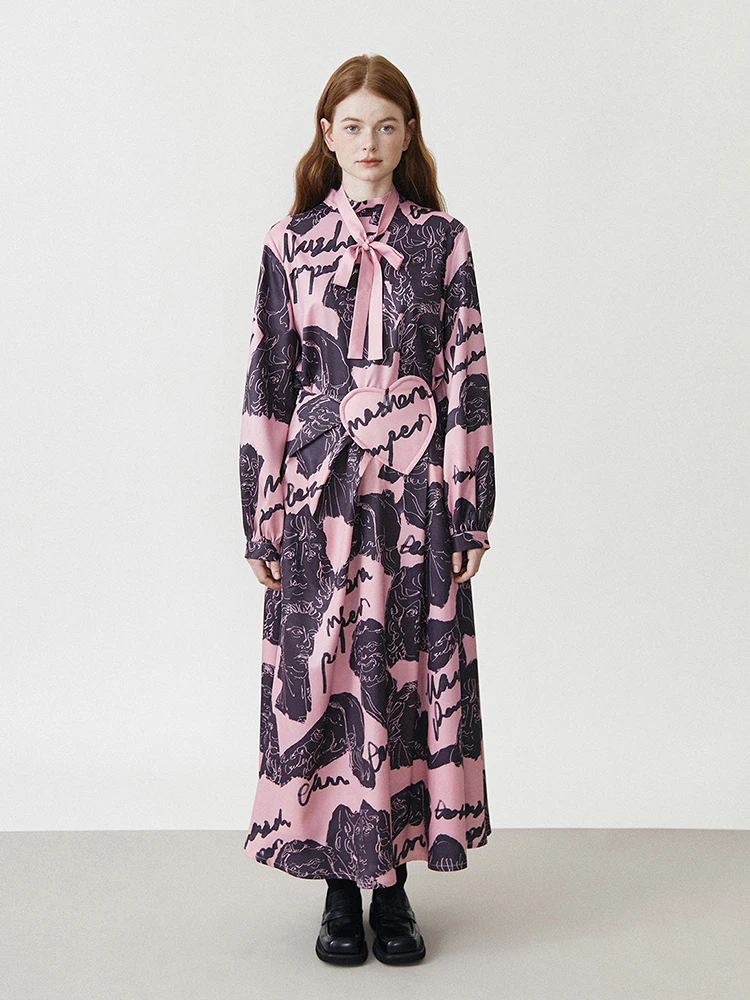 

Xunruo Long Sve irt Women's Autumn Original Design Knot Print Print Straight Cut Polyester ...