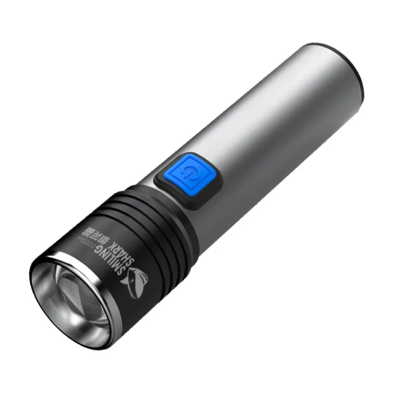 Mini Aluminum Alloy LED Protective Torch Fixed Focus Three Gear Adjustment Portable Flashlight for Outdoor Camping Hiking Patrol