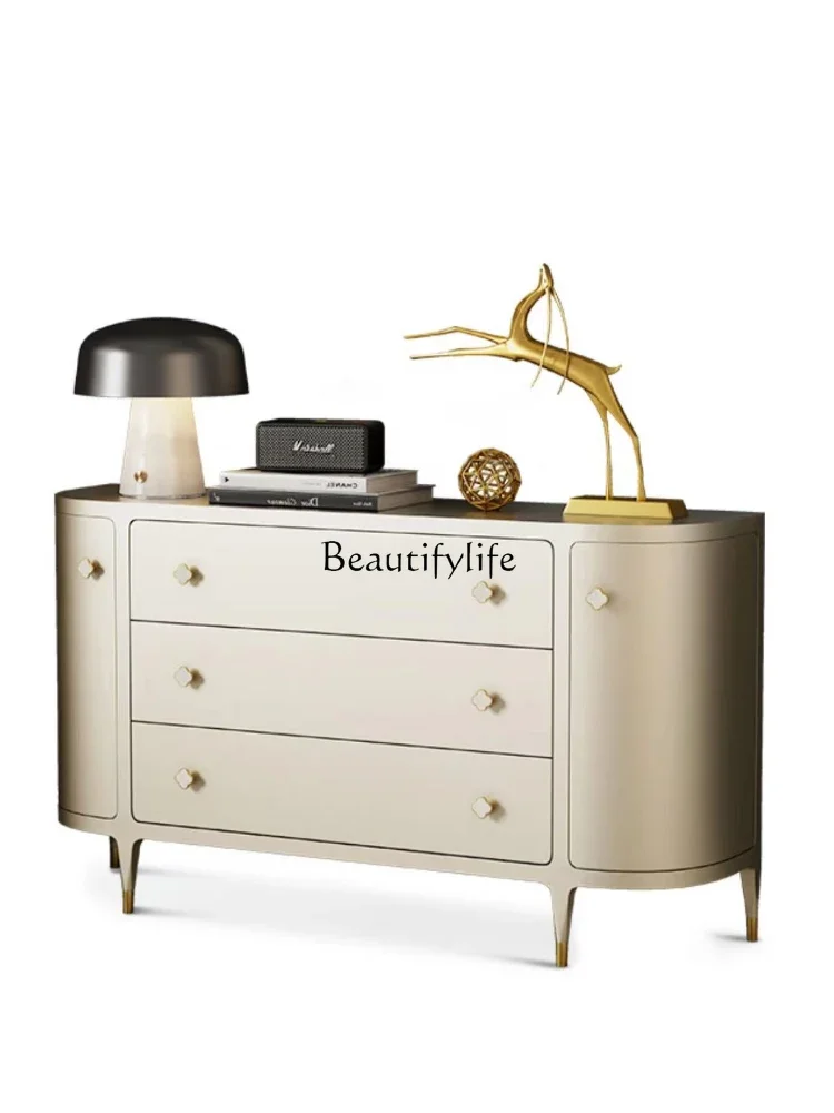 

Light Luxury Art Chest of Drawers American Solid Wood Modern Storage Bedroom Semicircle Drawer Sideboard Cabinet