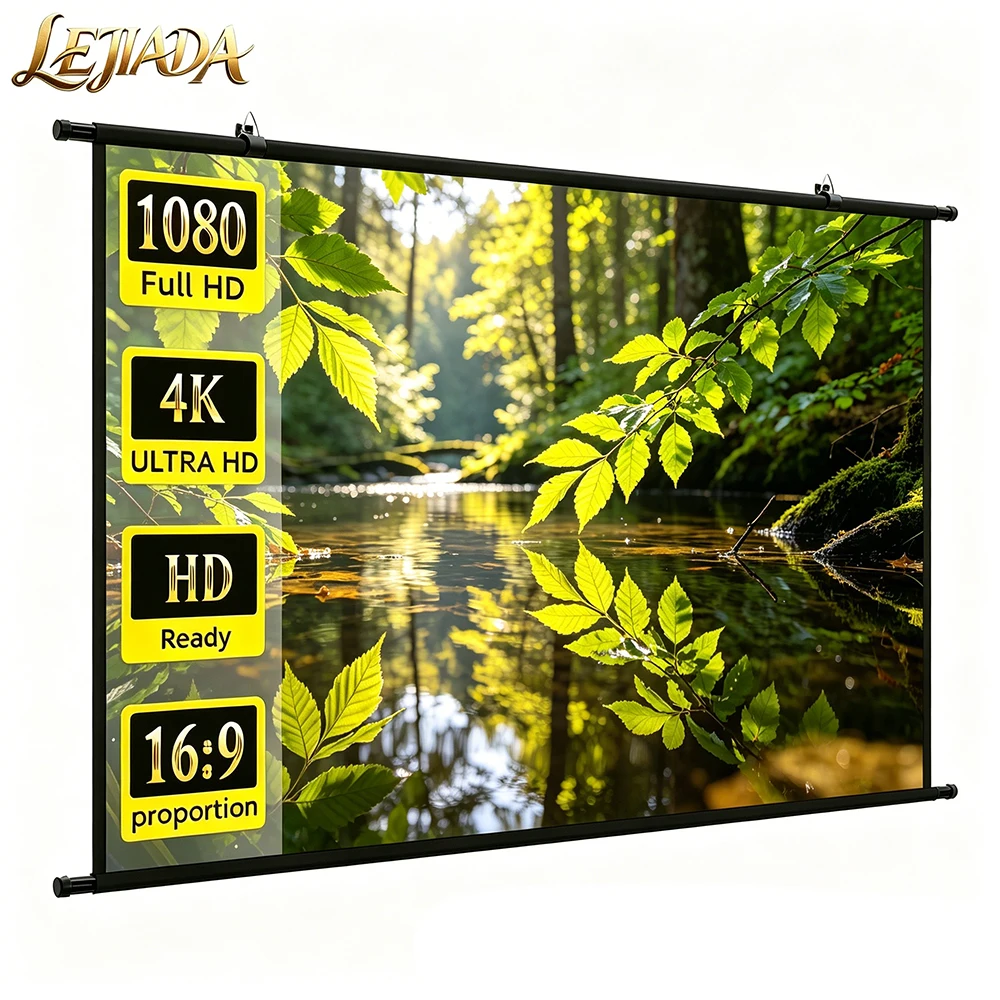 

LEJIADA 60inch Brightness Enhanced Anti-Light White Grid Wall Mount Projection Screen 160 ° Wide Angle 4KHD Suitable For Bedroom