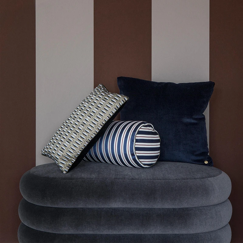 Modern Simple Layer Design Customized Fabric Round Foot Stool Home Living Room Oval Pouf Ottoman Villa Hotel Office Little Stool