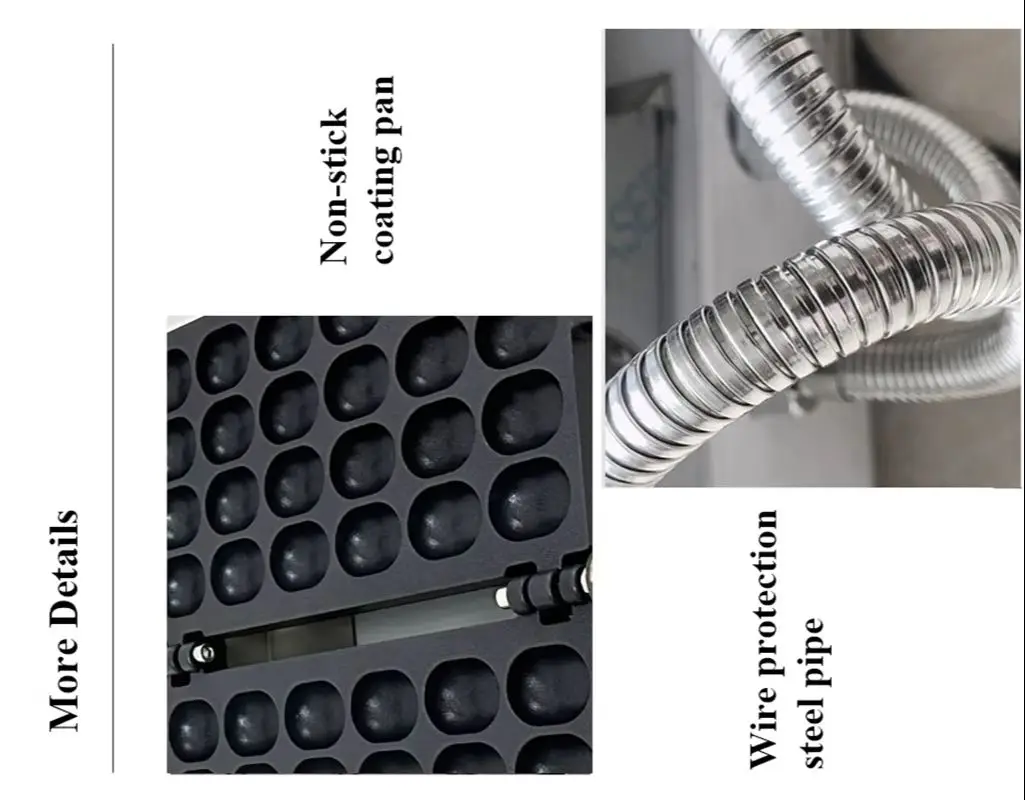 ماكينة صنع الكيك البيضاوية الصغيرة غير اللاصقة - ماكينة صنع الوافل الكهربائية للاستخدام المنزلي التجاري