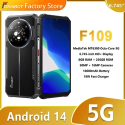 Прочный телефон Fossibot F109 5G, 6,745 дюйма, Android 14, 8 ГБ + 256 ГБ, мобильный телефон, 10600 мАч, 64 МП, NFC-смартфон