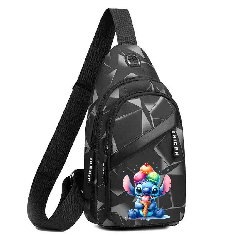 2024 Disney Lilo &Stitch Cartoon Casual Men's Chest Bag New Ins Popular Outdoor Sports Versatile Chest Bag Travel Messenger Bags