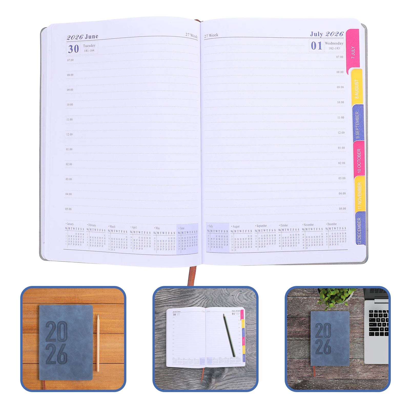 2026 A5 planificateur cahier quotidien hebdomadaire calendrier mensuel Agenda 12 mois couverture souple Pu Journal habitudes Tracker livre de rendez-vous