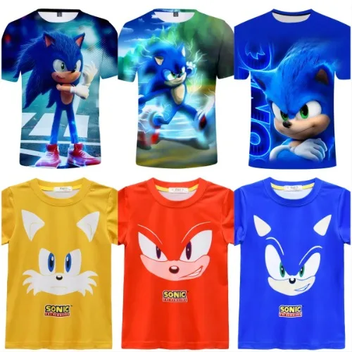 

New Boys T-shirt Summer Short-sleeved Children's Hedge-hogsTshirt Baby Kids Clothes Spiderman McQueen Fashion Marios T-shirt Set