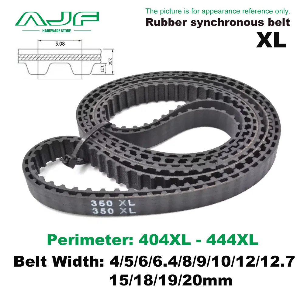 

XL Timing Belt number 404XL~444XL Width 4/5/6/6.4/7/8/9/10/12/12.7/15/18/19/20mm XL Rubber Closed Loop Synchronous Belt