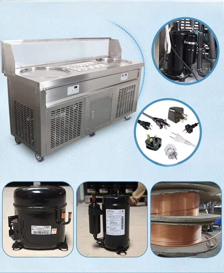 Small Fried Ice Roll Machine Fried Yogurt Fried Milk Fruit Thai-style Commercial Electric 110v Fried Ice Machine