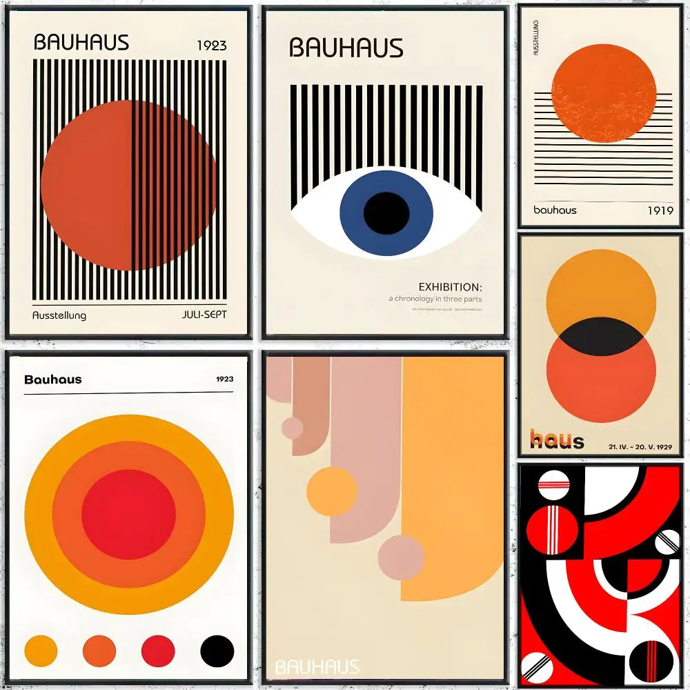 B-Bauhaus Trendy Lines Poster Perfect Sticker Self Adhesive for Office Home Theater Wall Art Decor Fancy Gift