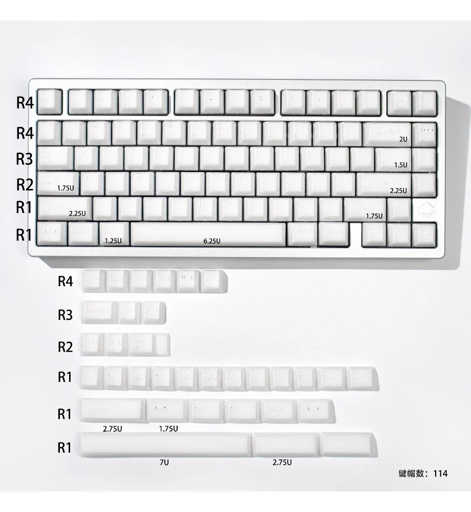 Keycap personality Original high-quality Wooting/made68 wireless mechanical keyboard Semi-transparent keycap ABS two-color