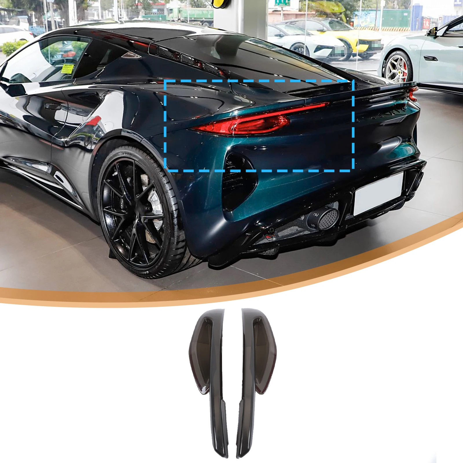 

cheya Smoked Black Car Tail Lights Cover Lampshade Shell Tail Rear Brake Lights Headlights For Lotus EMIRA 2021-2024 Accessories