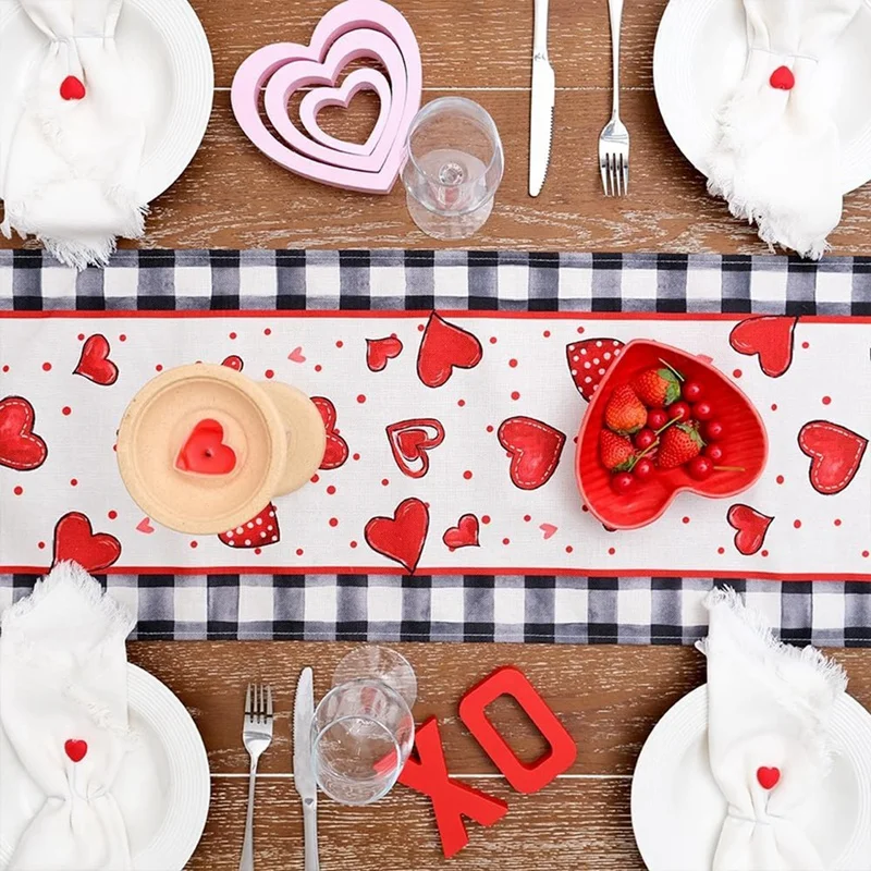 Valentine's Day Table Runner Farmhouse Table Decoration For Kitchen Dinning 33 X 183Cm B 1 Piece