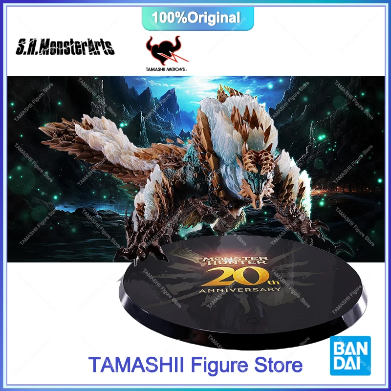 Original Bandai S.H.MonsterArts SHM Monster Hunter Zinogre 20th Anime Action Figure PVC Collection Model Toys