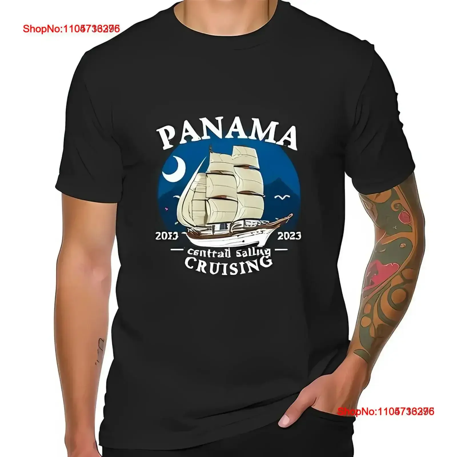 Panama Sailing T Shirt Three Masted Ship Central All cotton vintage Washed homme designer clothes fashion Breathable Stylish