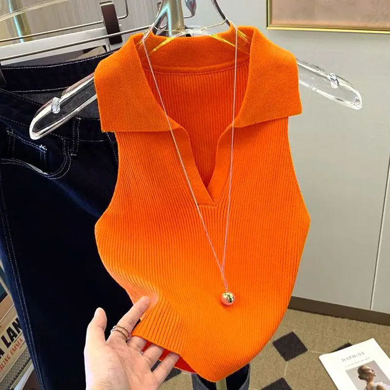 Ladies Solid Color Tops Sleeveless Pullovers Women\'s Clothing Autumn Winter Thin Casual Sweater Vest 2023 Fashion New Knitting