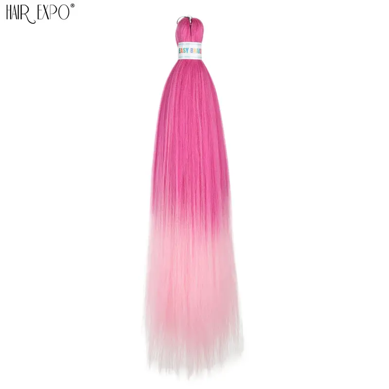26Inch Easy Braids Hair Synthetic Colourful Pre Stretched Braiding Hair Extensions Jumbo Braids Ombre Yaki Long Straight Hair - Image 29