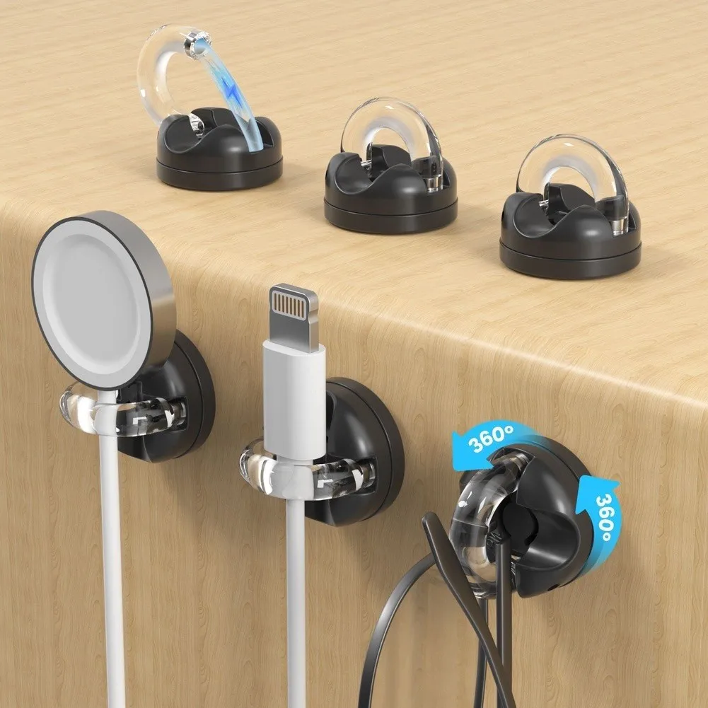 6 Piece Magnetic Rotating Cable Organizer for Desk Use with 360 Degree Adjustment to Cords and Reduce Desk Clutter