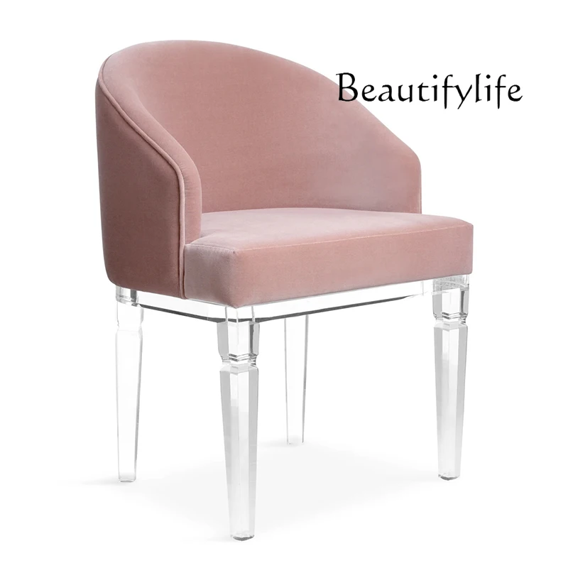 

Italian Light Luxury Acrylic Bed End Stool Simple Fabric Backrest Light Luxury Bedroom Transparent Cosmetic Chair