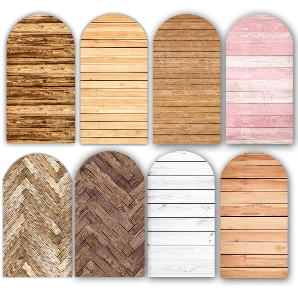 البني نسيج خشبي غطاء قوس خلفية عيد ميلاد الزفاف خلفية ريفي مزرعة حفلة استوديو الصور عرض الطفل كشك على الوجهين