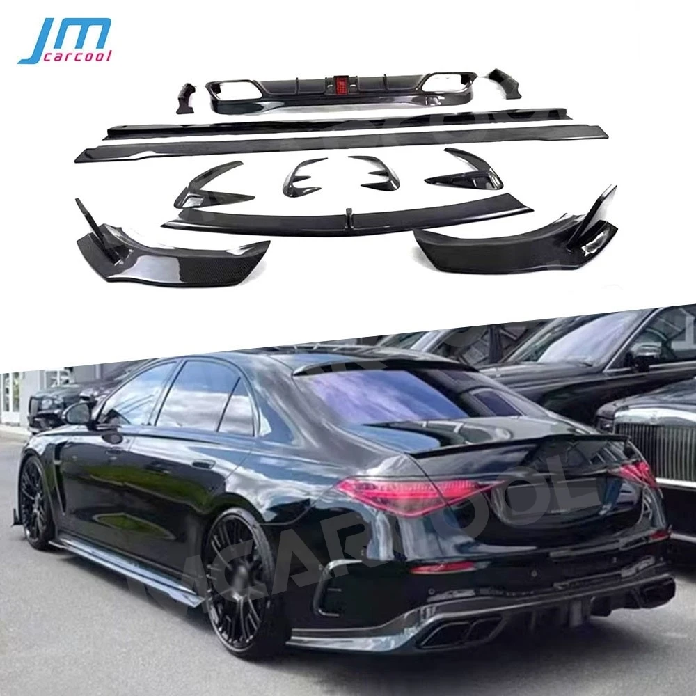 

JMCARCOOL Carbon Fiber Front Bumper Lip Rear Diffuser Side Skirts Body Kits For Benz S Class W223 S450 S500 Sport 2021-2023 FRP