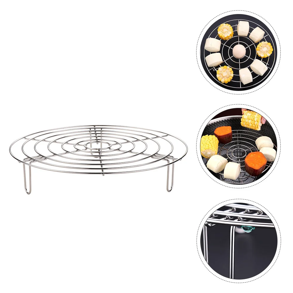 

1pc Stainless Steel Steaming Rack 24Cm Silver Thickened Anti-Scald Design Household Kitchen Cooking Supply Multipurpose