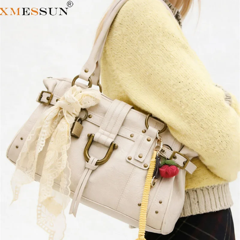 

XMESSUN New Trendy Design Lock Head Shoulder Bag,2026 Fashion Style Retro Rivet Underarm Bag,Large Capacity Commuting Tote Bag