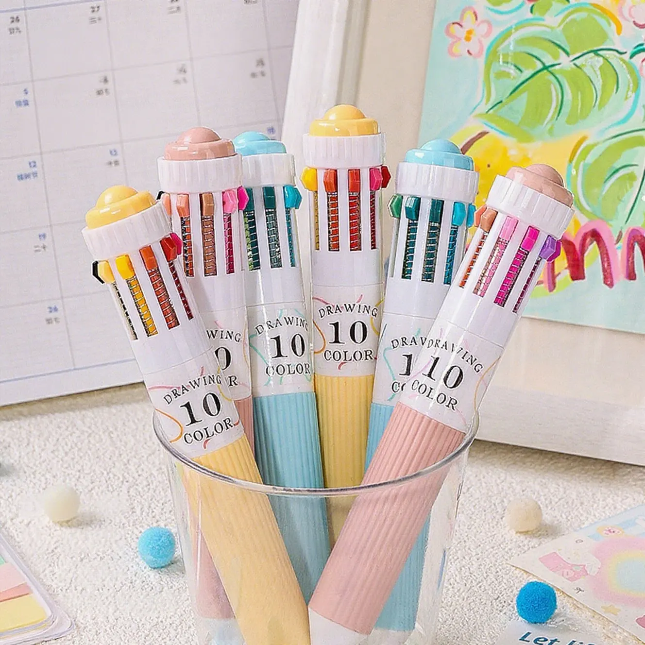 

3 шт./компл., креативные 10 в 1, цветные шариковые ручки для рисования, 58 цветов, студенческая живопись, дневник, ручка для письма, канцелярские принадлежности