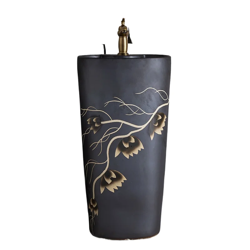 

Ceramic column washbasin, balcony, bathroom column basin, floor-to-ceiling integrated basin sinks, household washbasin