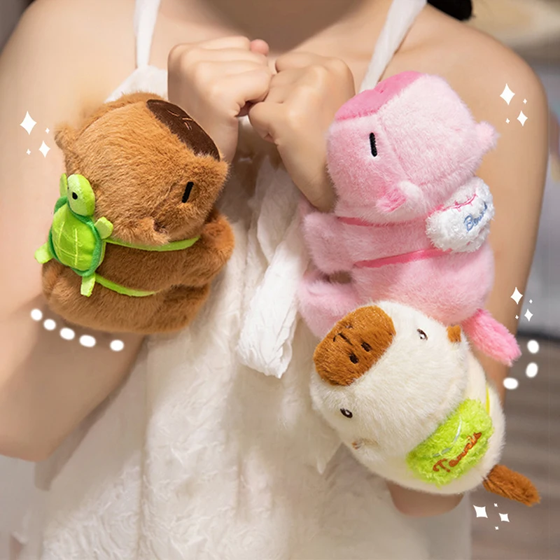 Capybara Slap Bracelets Capybara Plush Toy Stuffed Animals Huggers Slap Toy Animal Wristband Interactive Toy Figures Kids Gifts