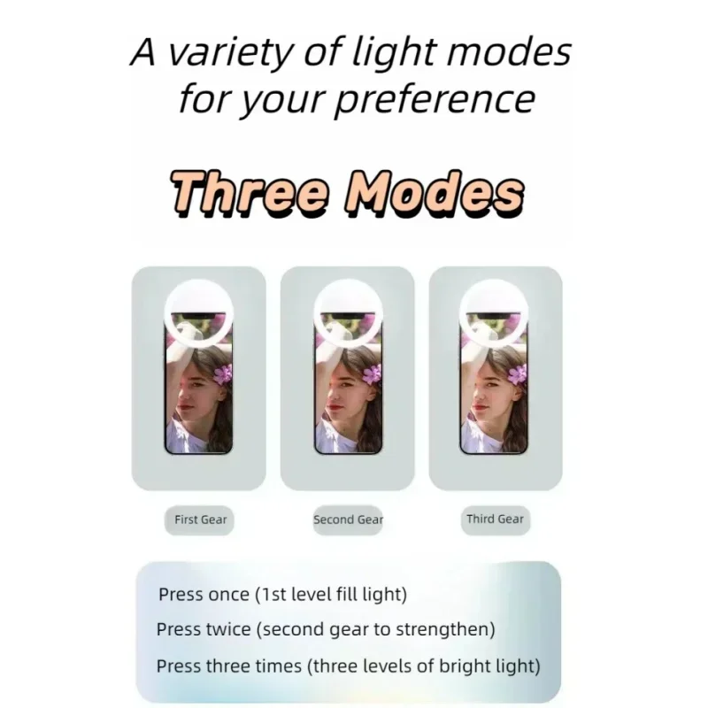 Mini Q Mobile Phone LED Selfie Ring Light Portable Mini Durable Practical Three Stop Dimming Circle Photography Clip Fill Light