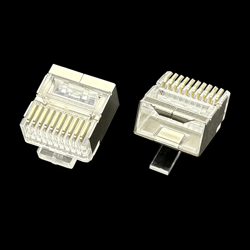 

50PCS RJ50 shielded crystal head, ten-core 1.0mm wire hole control wire 10P10C connector, RJ48 male head