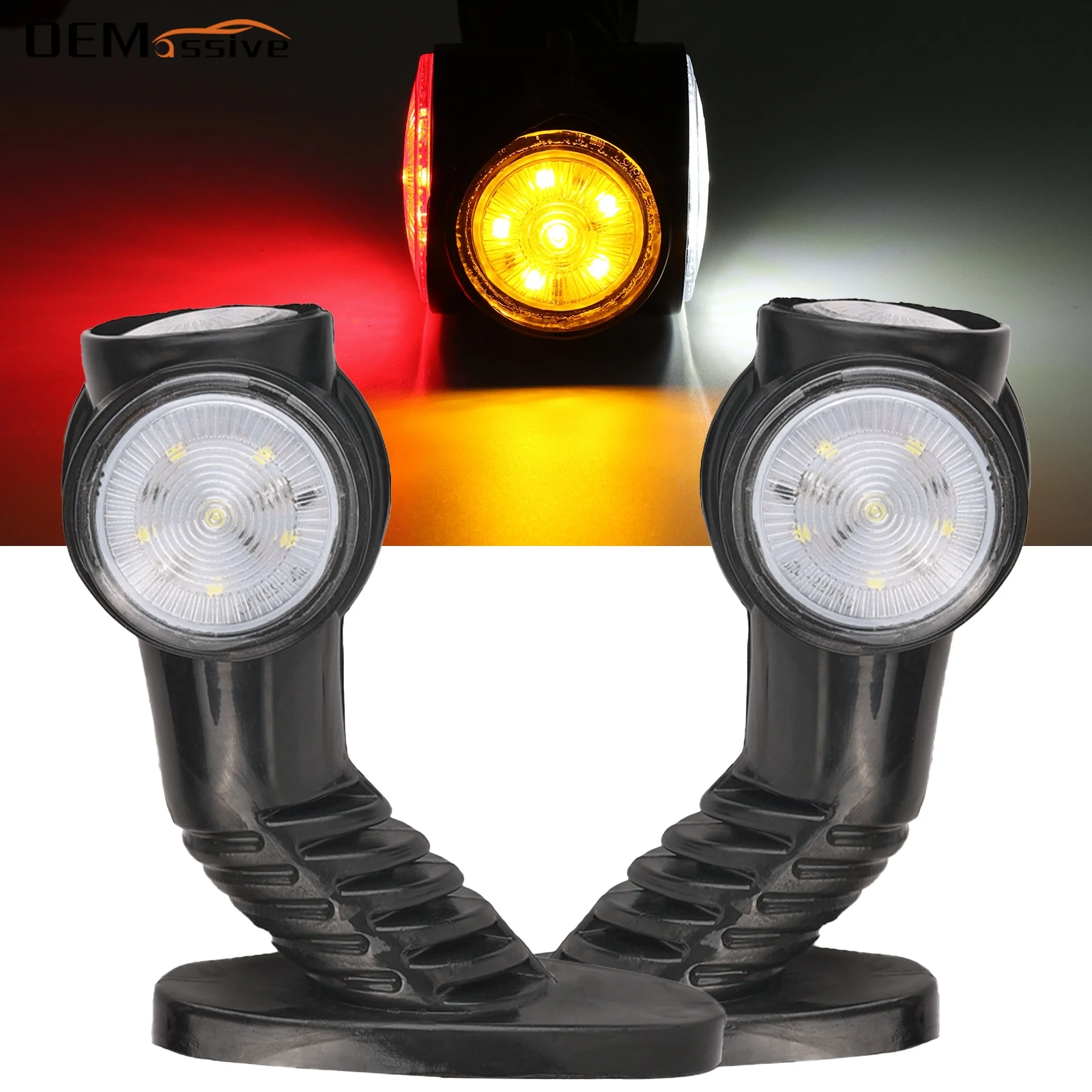 Side Marker Light LED Signal Indicator Lamp Trailer Truck Bus Tractor Vans Caravan Waterproof Red Yellow White Bulbs Accessories