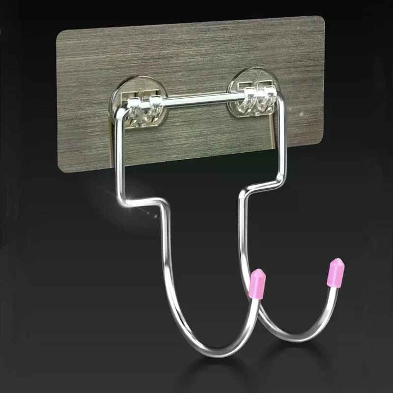 1 قطعة الفولاذ المقاوم للصدأ مجفف الشعر رف الحمام الجرف جدار جبل مسمار تركيب مجاني مقاومة للتآكل تخزين حامل هوك