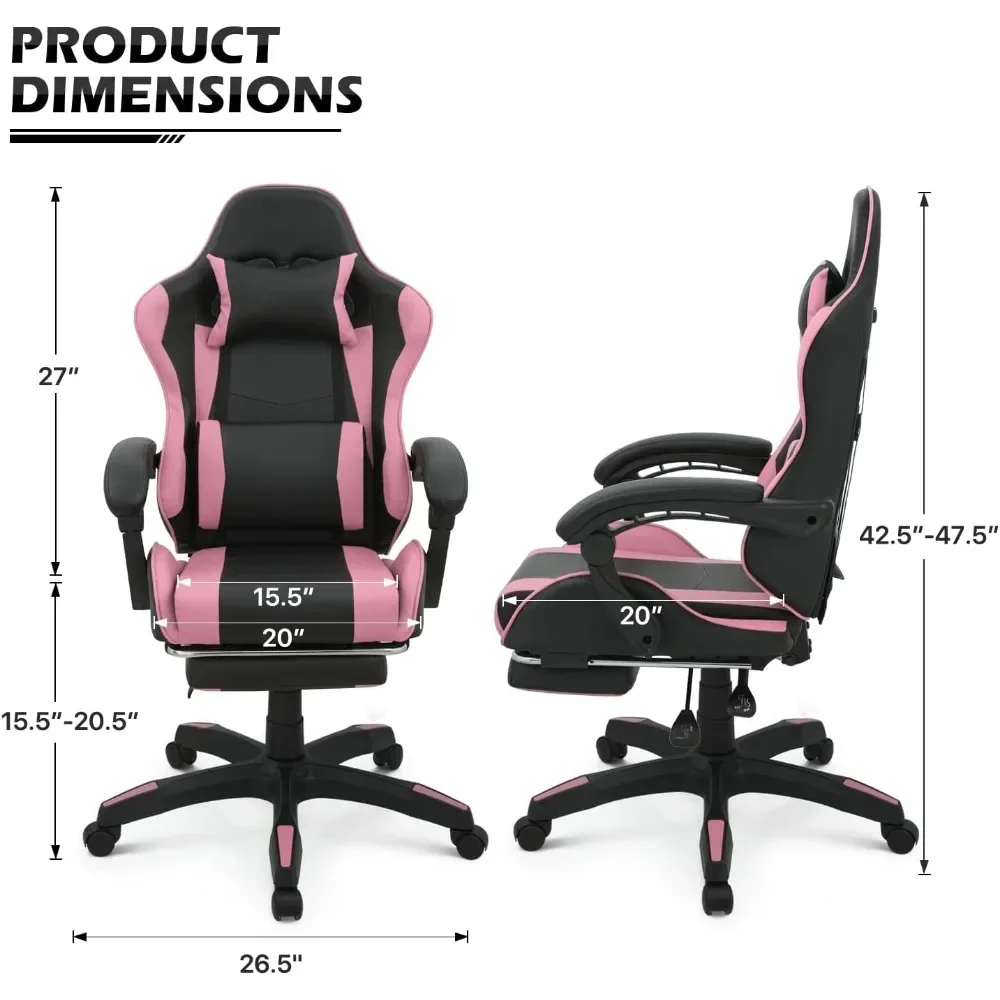 Office Chairs with Headrest and Lumbar Support, Ergonomic Computer Racing Chair, Adjustable High Leather Swivel Office Chairs