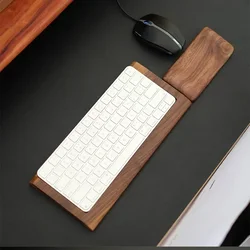 Solid Wood Trackpad & Keyboard Stand 2-in-1 Desktop Base Wrist Cushion Support Versatile Organizer for Apple Accessories