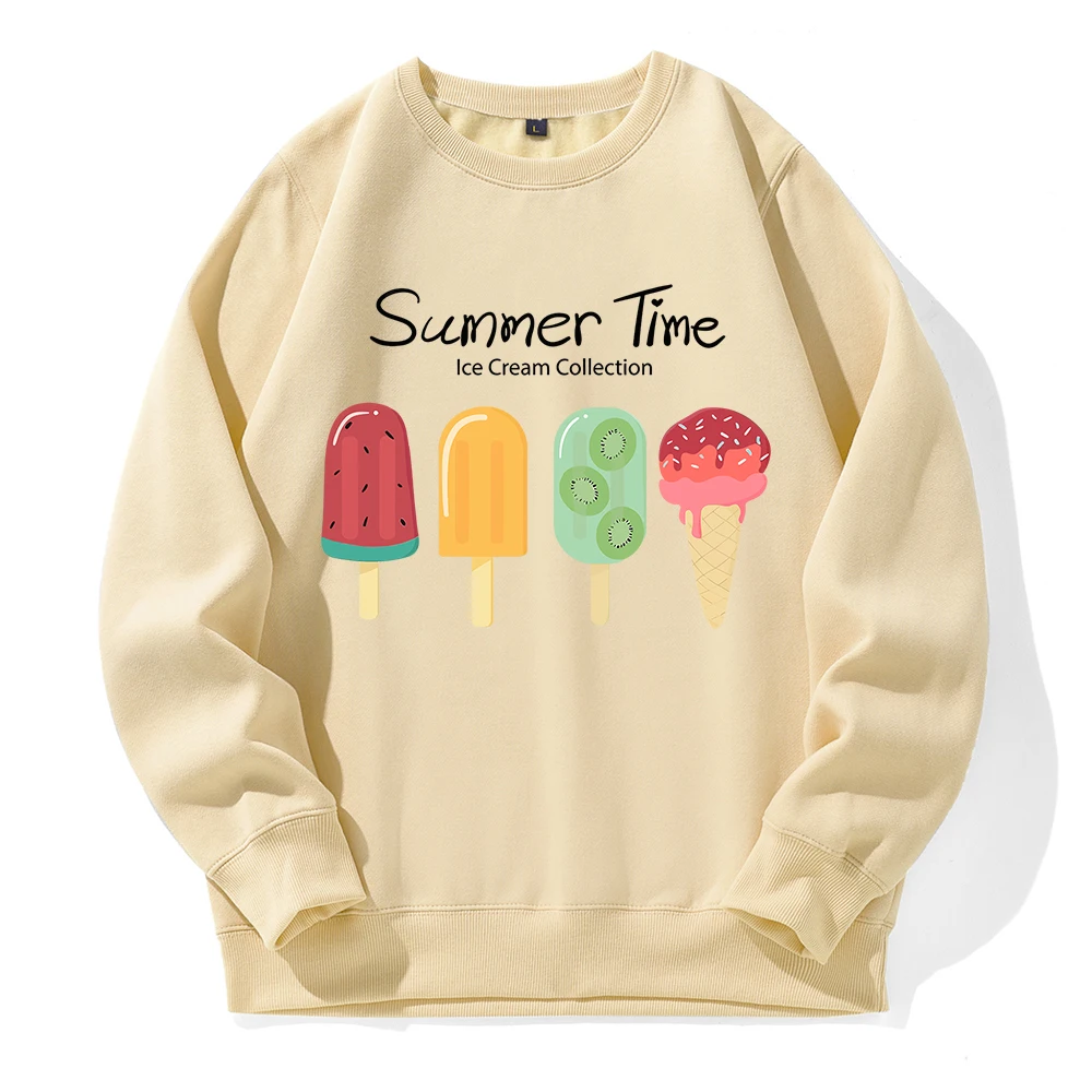 Summer Time Fruit Ice Cream Collection Hooded Men Street Fashion All Match Hoody Basic Casual Sweatshirt O-Neck Fleece Hoodie