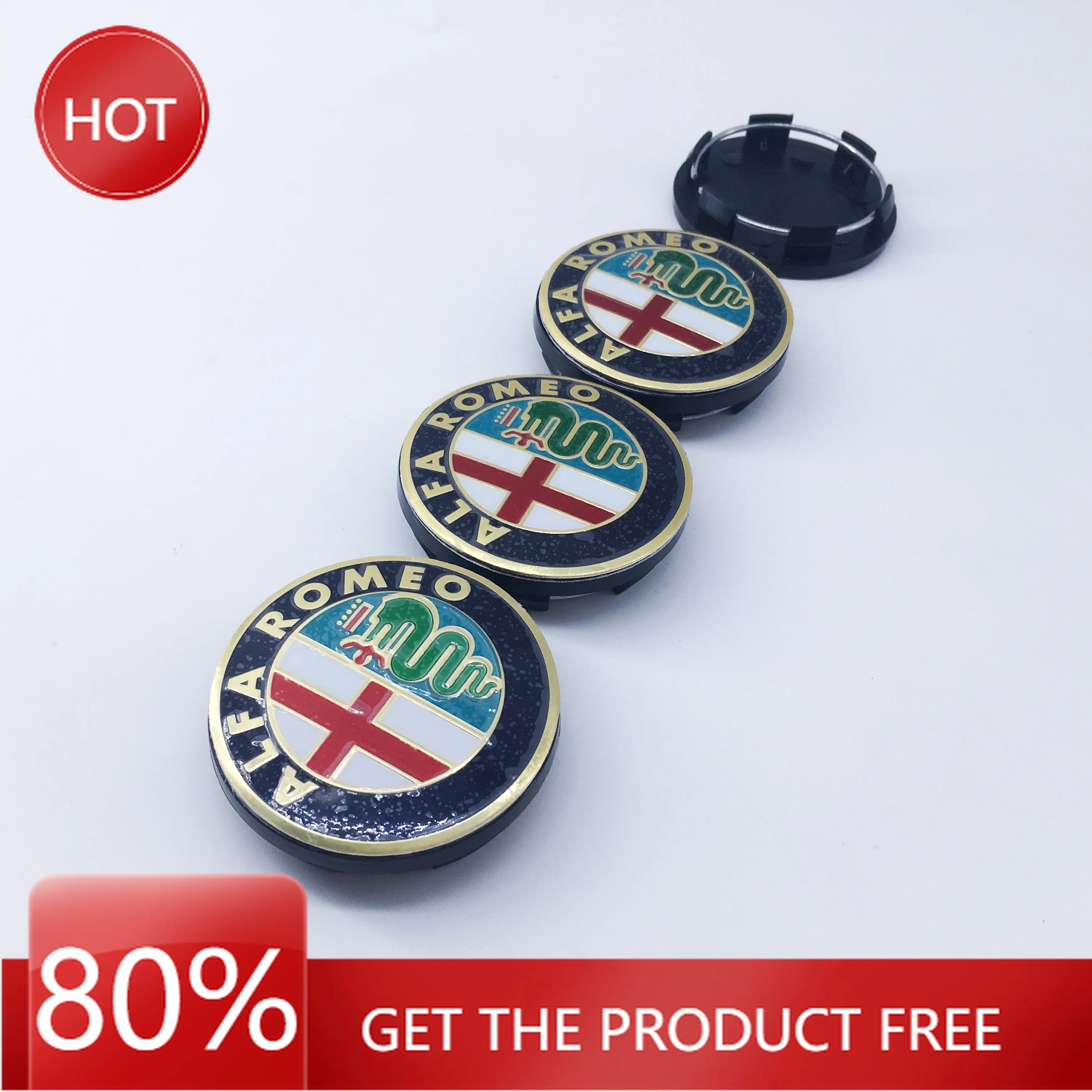 Radkappen 4er-Set 50MM für Alfa Romeo Giulietta GTAM Mito Brera Giulia F1 – Radnaben-Logo-Modifikation, Radkappen-Dekoration S